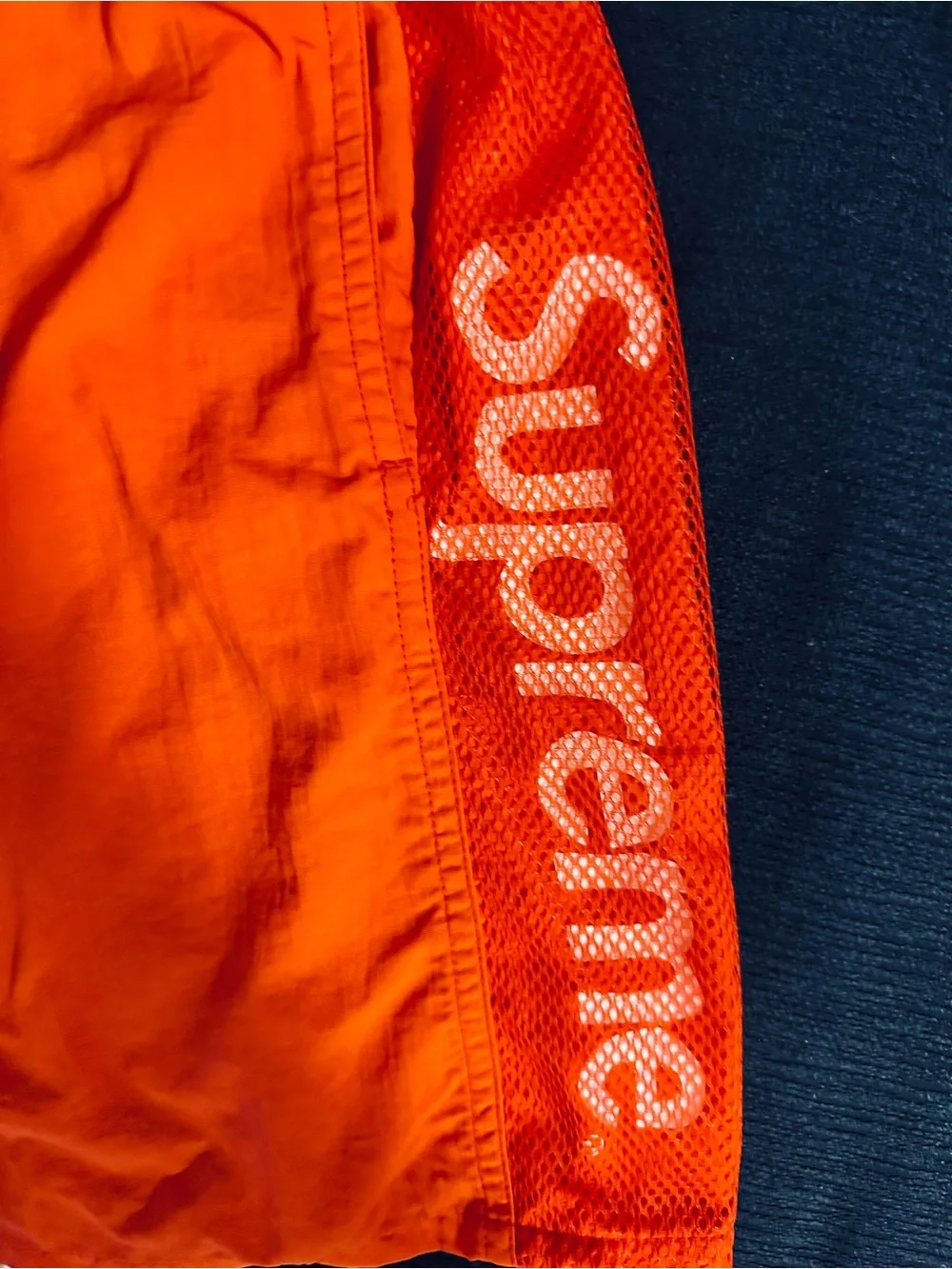 Supreme Bright Orange Men’s Swim Trunks with Side Logos Size Medium Rare Gem